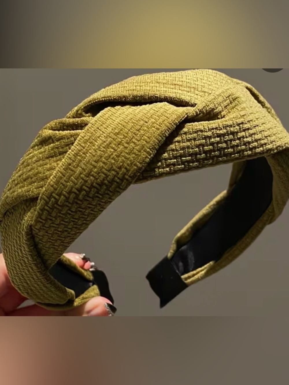 Olive Green Knitted Twist Headband